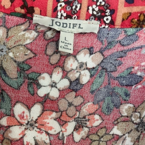 Jodifl V-neck Floral Midi Dress 3/4 Sleeve Side Skirs Bohemian Size Large - Picture 3 of 9